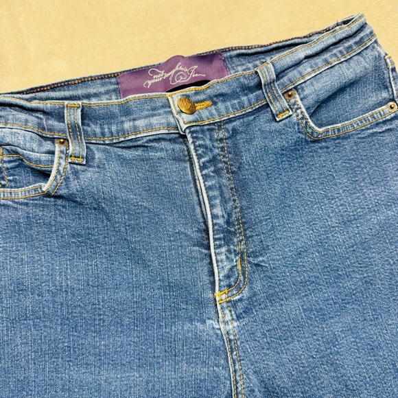 NYDJ Jeans Women 12 Medium Wash Blue Denim Barbara Bootcut Lift Tuck Made in USA - Picture 1 of 13